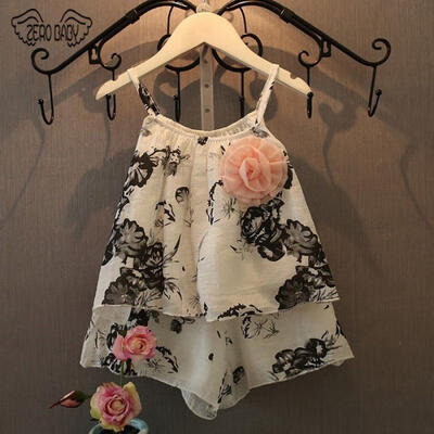 

Fashion Floral Toddler Girls Clothes Set Casual Tops Shorts 2pcs Outfits 2-7Y Summer