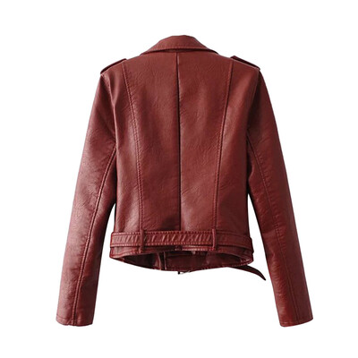 

Toponeto Women Ladies The Belt Fashion Faux Leather Racing Style Biker Jacket