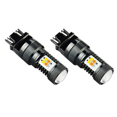 

2Pcs 3157 3030 Chip 16SMD Car YellowWhite Light Switch Turn Signal Steering Parking Light Bulb Replacement