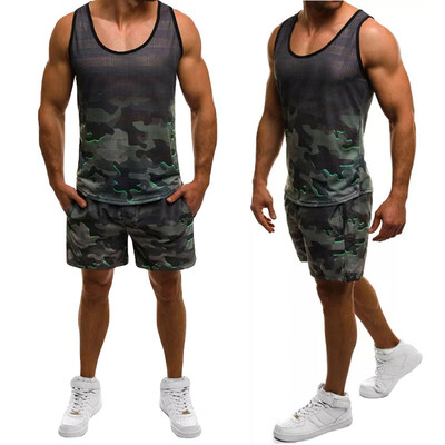 

Toponeto Mens Camouflage Slim Sleeveless Tank Top T-Shirt Shorts Pants Suit Top Blouse