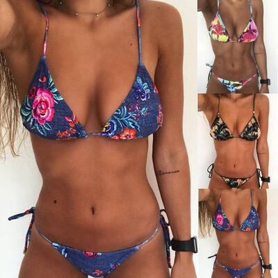 

Frauen Push-up gepolsterte Bandage Bikini Set Badeanzug Dreieck Bademode Baden