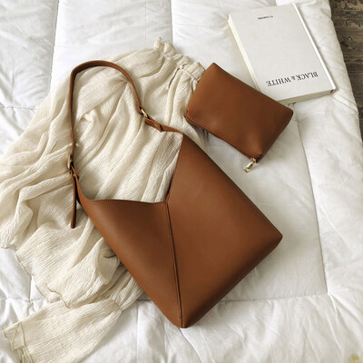 

Tailored 2PC Women Retro Double Color Patchwork Leather Messenger Bag Shoulder Bag Purses