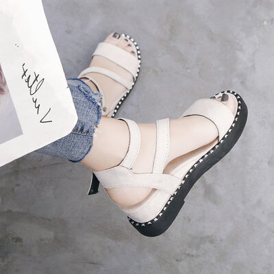 

Sandals fairies wind slope with ins tide summer Joker fashion flat shoes ladies shoes