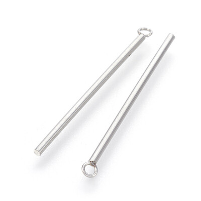 

304 Stainless Steel Pendants Bar Stainless Steel Color 38x15mm Hole 15mm