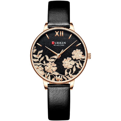 

CURREN 9065 Elegant Exquisite Casual Business Quartz Women Watch Sakura Flower Embossed Simple Wrist Watch 3ATM Waterproof Wristwa