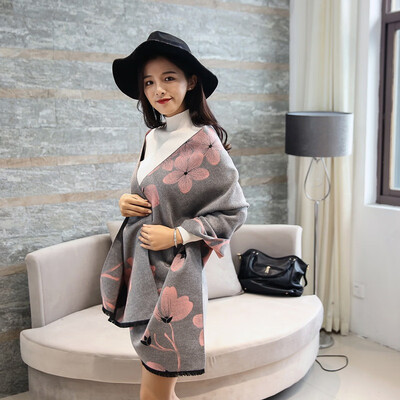 

2018 new autumn&winter Korean version of the ladies double-sided fashion warm thick kapok imitation cashmere scarf shawl