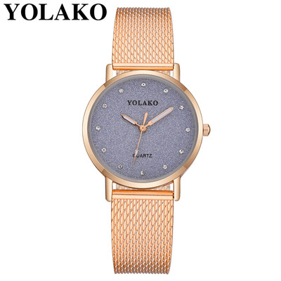 

YOLAKO Women Watches reloj mujer Quartz Stainless Steel Band Mesh Magnet Buckle Starry Sky Analog Wrist Watch zegarek damski 533