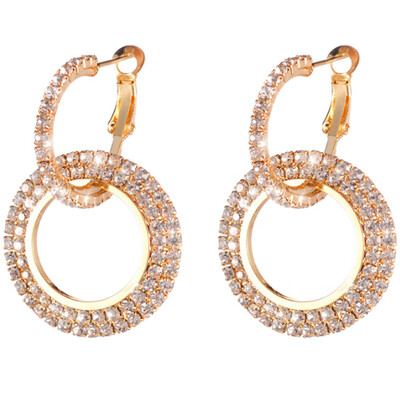 

Fashion Luxury Round Earrings Women Crystal Geometric Hoop Earrings Jewelry Gift