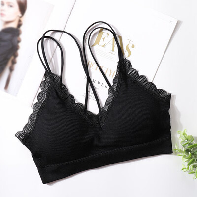 

Women Lace Cross Beauty Back Solid Color Wrapped Chest