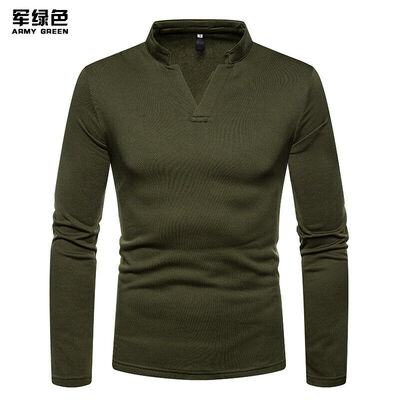 Fashion Men Slim Fit Cotton V-Neck Long Sleeve Casual T-Shirt Tops Stylish