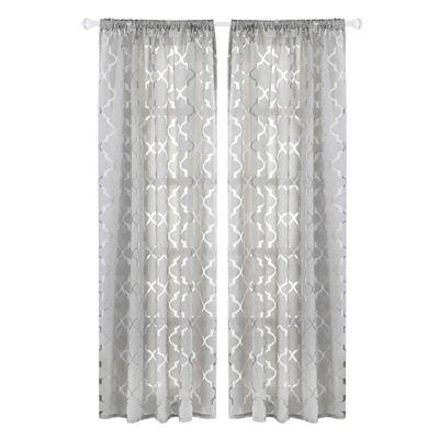 

Lantern Cut Flower Bubble Print Window Blinds Drapes Half Blackout Curtains