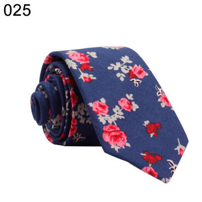 

Fashion Floral Print Skinny Tie Men Suit Cotton Necktie Wedding Party Accessory