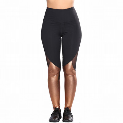 

womens Two-color mesh stitching high waist sports casual leggings women