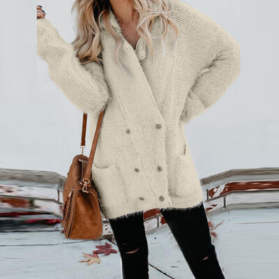 

Roseonmyhand Fashion Women Fuzzy Open Front Hooded Cardigan Jacket Coat Pocket Button Outwear