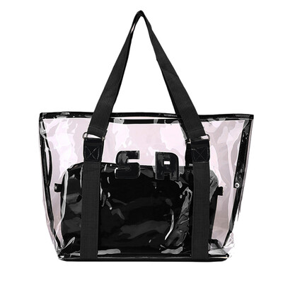 

Women Fashion Transparent Shoulder Bag Jelly Clear Handbag Summer Beach Large Capacity Tote Sac A Main Femme T30