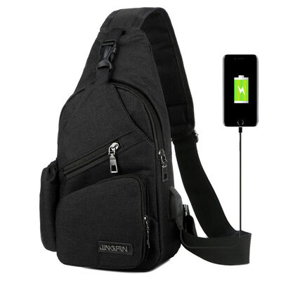 

Men Women Shoulder Bag Sling Chest Pack USB Charging Sports Crossbody Handbag