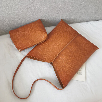 

Tailored Fashion leather solid color crocodile pattern versatile shoulder bagwallet
