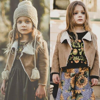 

Toddler Kids Baby Girl Faux Lamb Wool Tops Cardigan Coat Long Sleeve Jacket 1-6Y