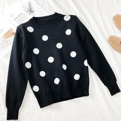 

Women Sweater 2019 New Autumn Winter Warm Long Sleeve Knitted Sweaters Pullover Dot Jumper Female Casual Pull Femme jersey mujer