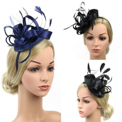 

Women Mini Hat Top Hair Clips Fascinator Feather Caps Veil Wedding Net Party