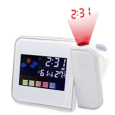 

Gobestart Projection Digital Weather Black LED Alarm Clock Snooze Color Display LED Back