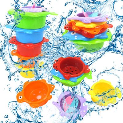 

YIWULAA Great Life Stacking Cups Sea Animals Indoor Outdoor Beach Fun Bathtub Fun Toy
