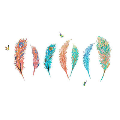 

Waterproof Self-Adhesive Colorful Feather Painted Wall Sticker DIY Decals