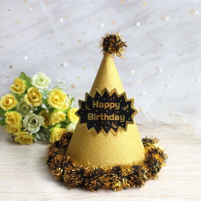

FUNNYBUNNY Childrens Adult Birthday Hat Laser Reflective Sharp Corner Ball Cap Party Spigot Cap Crown Cap Fur Ball Cap
