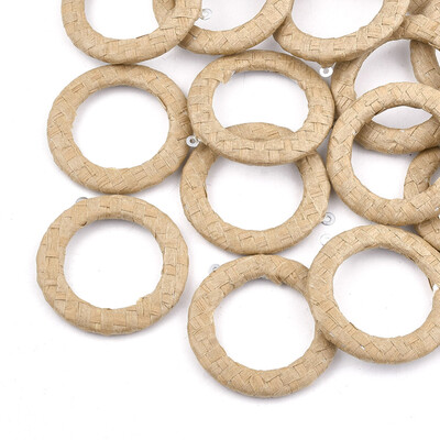 

Handmade Raffia Woven Pendants with Iron & Aluminum Findings Ring Platinum Peru 41x38x5mm Hole 14mm