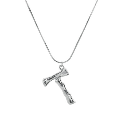 

Silvery Initial Letters Necklace Women Color Chain 2018 Fashion Long Necklaces Big Pendant Statement Necklace Collier Femme