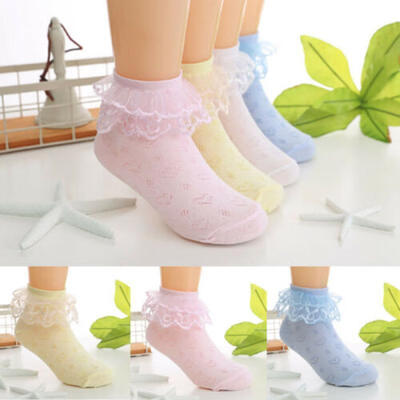 

Cute Baby Girl Super Soft Lace Frilly Ankle Socks Nylon Short Socks 2-8 Years