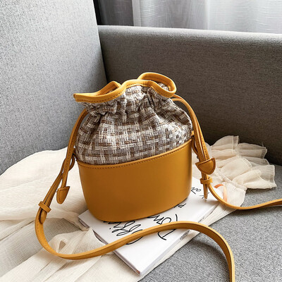 

Internet celebrity ins mini bag leisure weaving bucket bag new 2019 simple splice single shoulder slanted womens bag