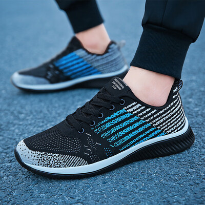 

2019 autumn new large size mens shoes Korean version of the trend of flying woven sports shoes mens casual running shoes lightweight mesh shoes