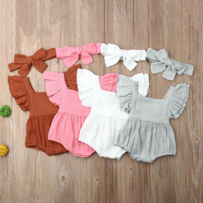 

USStock Newborn Baby Girl Boy 2PCS Summer Clothes Ruffle Romper Jumpsuit Outfits
