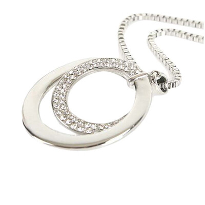 

Jewelry Alloy Double Circles Design Pendant Necklace Sweater Chains