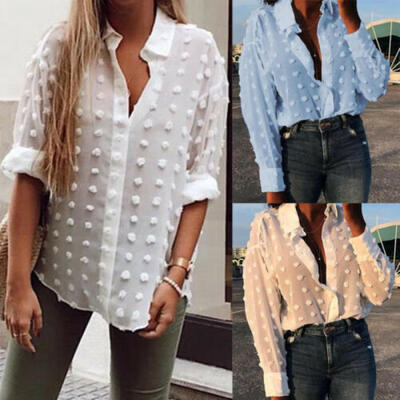 

AU Women Shirt Sexy V Neck Blouse Casual Long Sleeve Office Lady Tops Elegant
