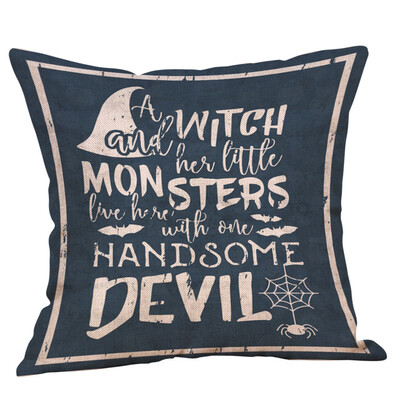 

Toponeto Happy Halloween Pillow Cases Linen Sofa Cushion Cover Home Decor
