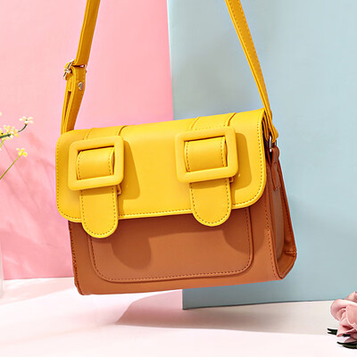 

Bright color contrast color small square bag cartoon fun two yuan small bag shoulder diagonal female bag