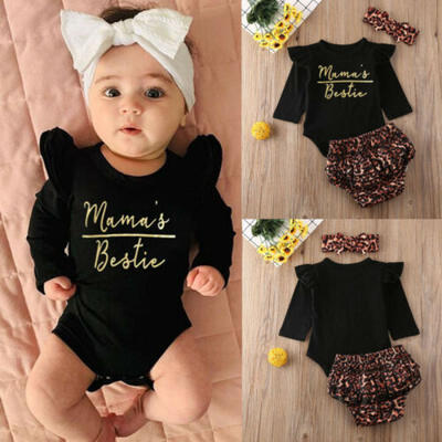

Toddler Kid Baby Girl Romper Tops Bodysuit Leopard Short Pants Clothes