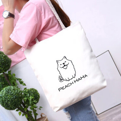 

Hot Fashion Letter Print Canvas Tote Bag Shoulder Handbag With Hemp Ropes for Women Girls