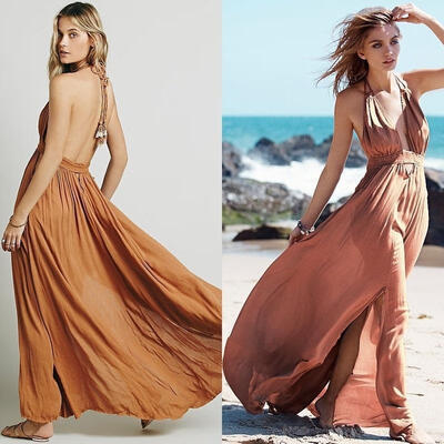 

Sexy Women Summer Bandage Sleeveless Maxi Dress Cocktail Party Long Beach Dress