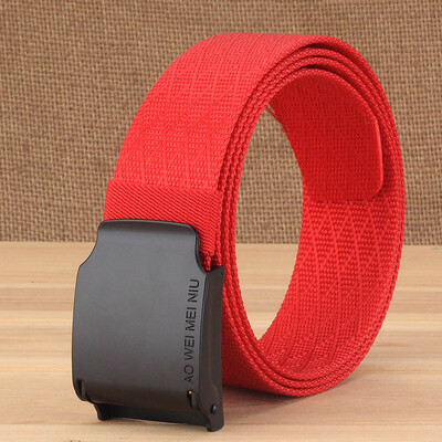 

Automatic Buckle Unisex belt High Quality Solid Color Nylon Men belt Outdoor Casual pants Cowboy pants wild belt