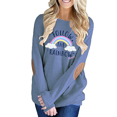 

Starmoon Women Rainbow Letter Printed Casual Top T Shirt Ladies Long Sleeve Top Blouse