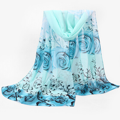 

Explosion models chiffon scarves rose silk scarf printing Hangzhou silk scarf factory spring scarf W001