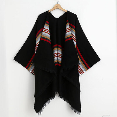 

Wild female striped demolition imitation cashmere scarf autumn&winter cloak travel wild slit scarf summer air conditioning shawl