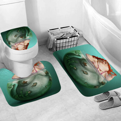 

Gobestart 3pcs Non-Slip Fish Scale Bath Mat Bathroom Kitchen Carpet Doormats Decor