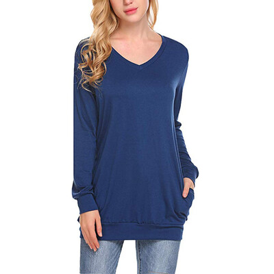 

Nomeni Womens Long Sleeve Tunic Tops Casual Sweatshirts V Neck Pullover Blouse