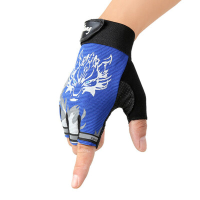 

Men Women Semi-finger Wolf Print Mittens Anti-slip Fingerless Sport Gloves