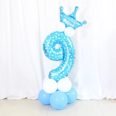 

FUNNYBUNNY Mix set 30" Numbers 0-9 pink&Blue Typ foil balloons Birthday Party balloons Pink With Crown Shape