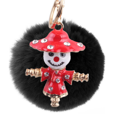 

New Diamond Scarecrow Rex Rabbit Hairball Keychain Bag Pendant Mobile Car Pendant